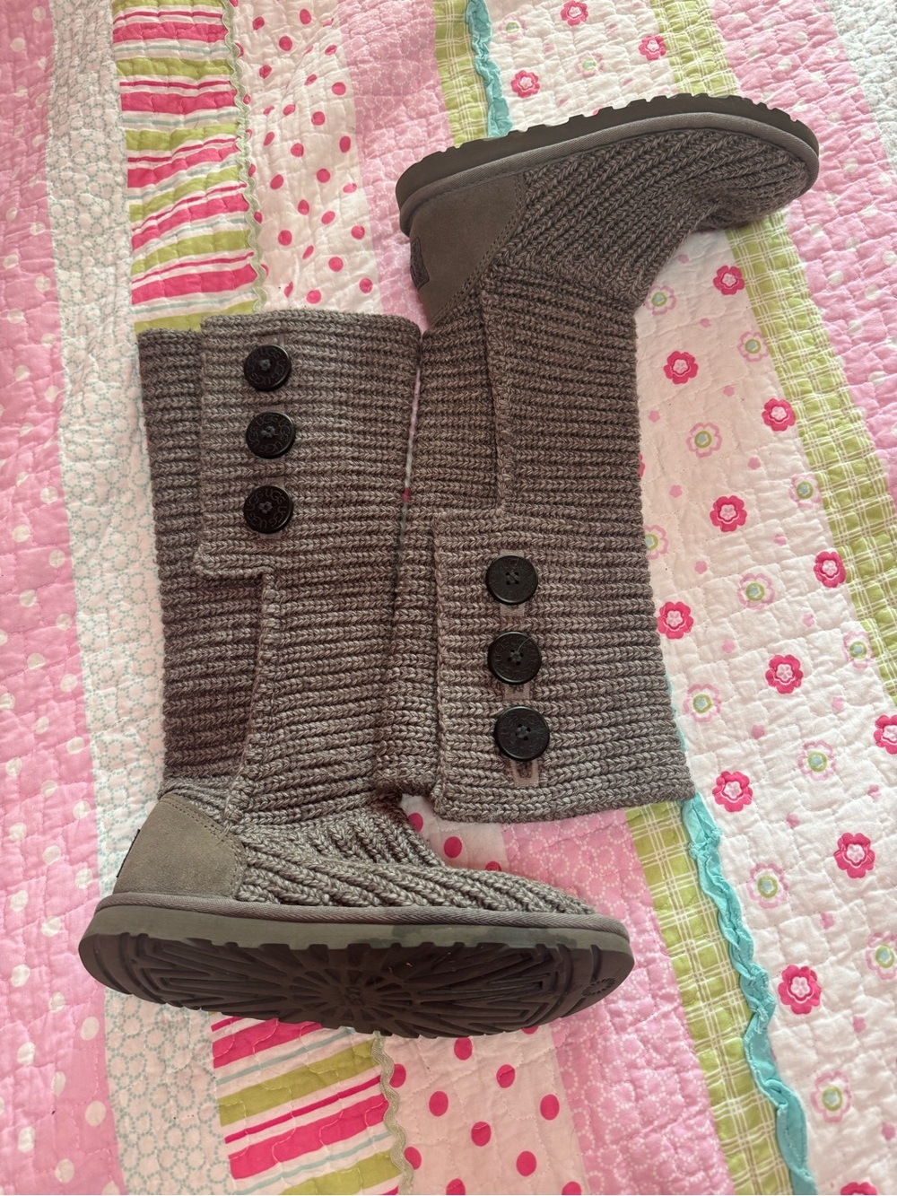 Tall grey knit button whimsy Uggs